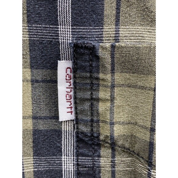 Carhartt  Button Down Shirt Men's Size Large Plaid Green Relaxed Fit Long Sleeve - Picture 9 of 16